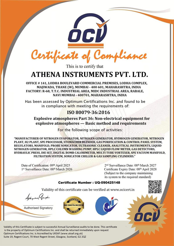 Certificate of Compliance | Athena Instruments